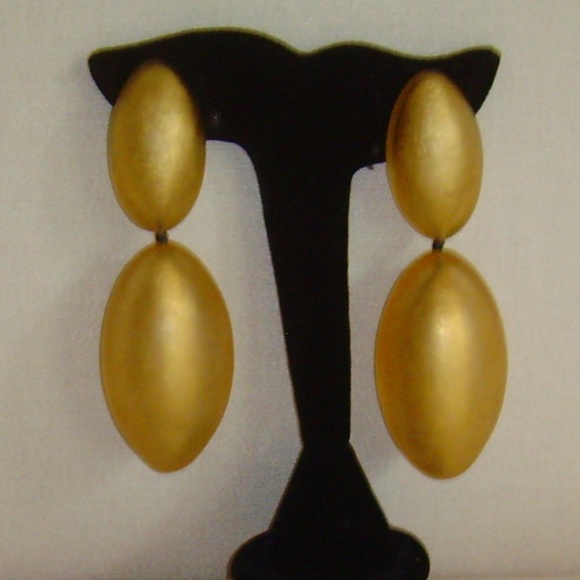 MONIES Frosted Lucite Over Gold Foil Dangle Clip-On Earrings - Picture 5 of 15